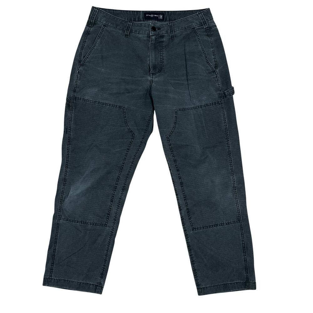 Abercrombie & Fitch Mens 34x27 Loose Fit Double Knee Carpenter Pant Gray Fading